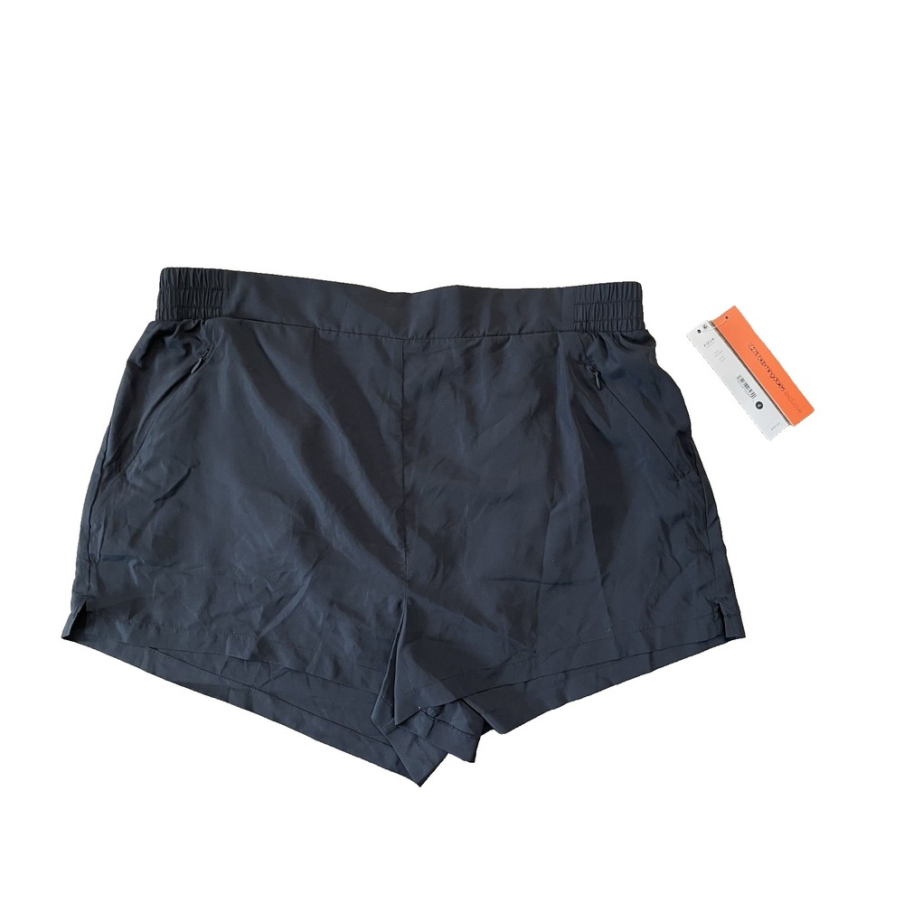 NWT Aqua Athletics Women's Black Sz XL Panty Lined Windbreaker Shorts New